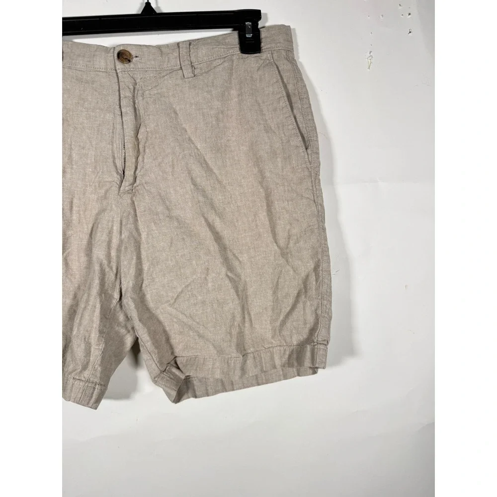 Banana Republic Aiden Short Mens 36 Tan Linen Cotton Blend Casual Khaki